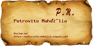 Petrovits Mahália névjegykártya